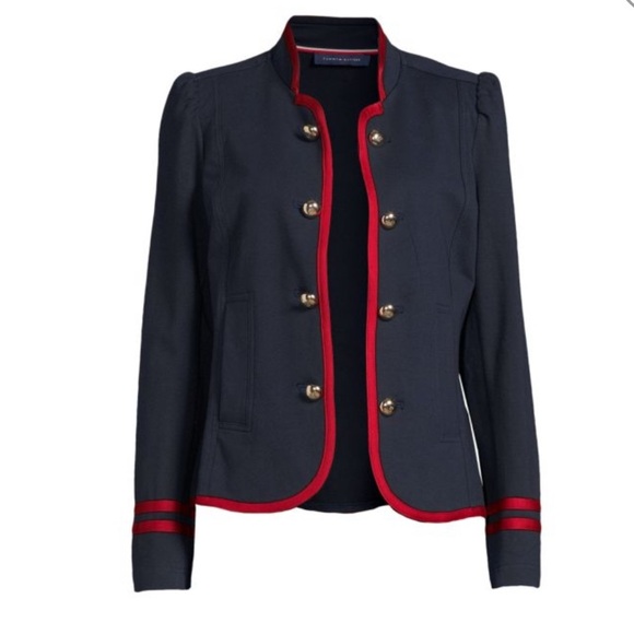 NWOT Tommy Hilfiger Contrast Piped Military Blazer - Picture 3 of 15